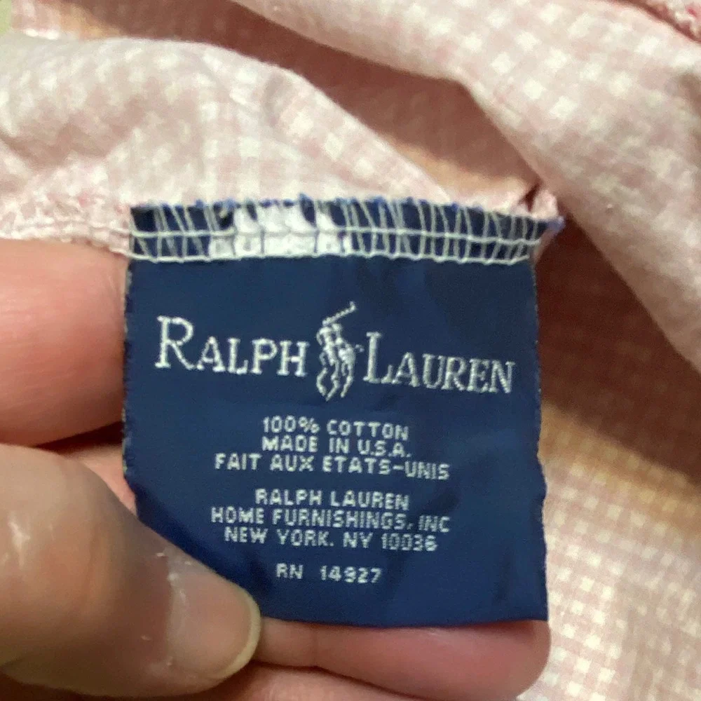 Vintage 90s Ralph Lauren Twin Red Gingham Wendy Check Plaid Ruffle Pillowcase